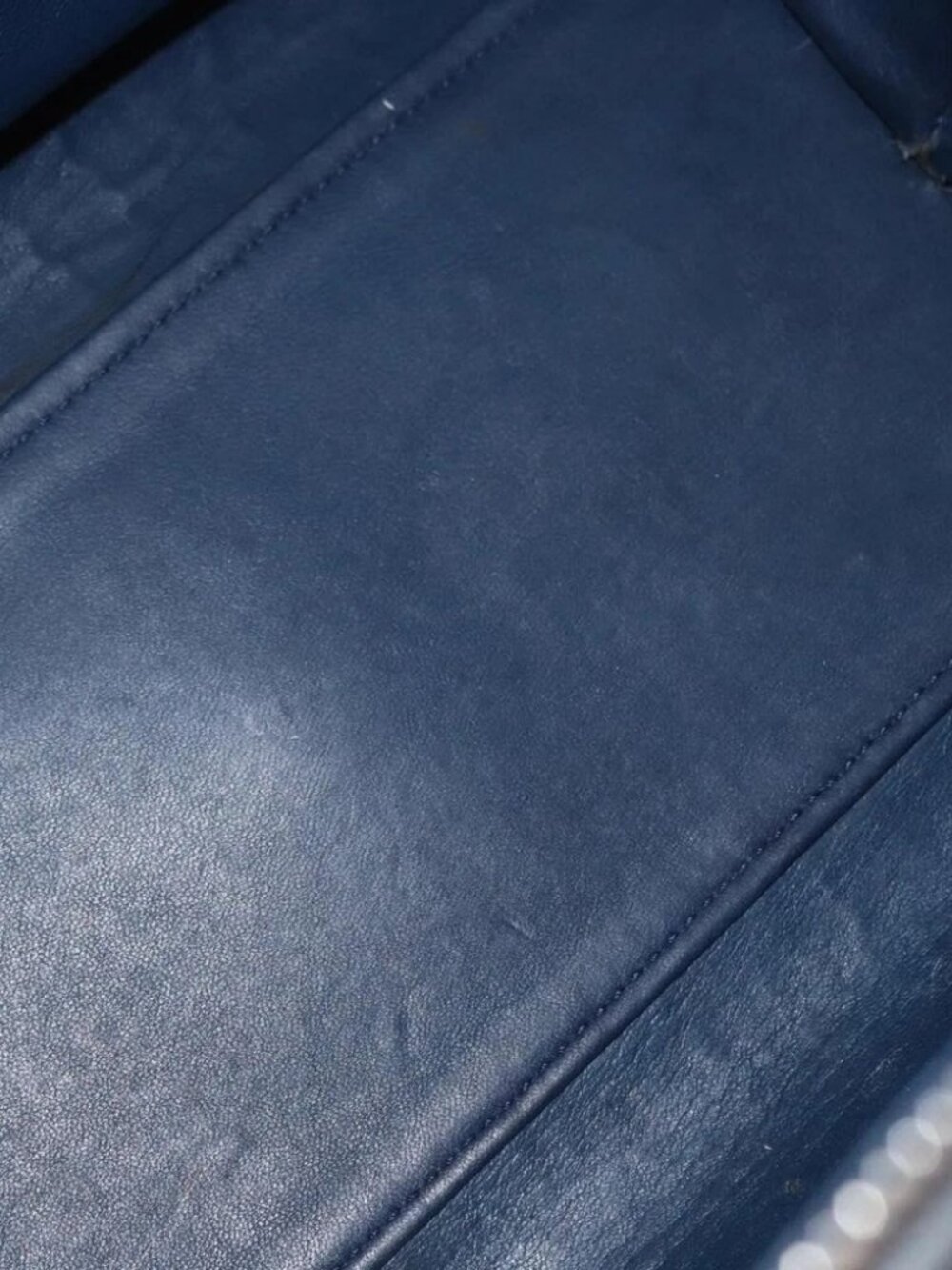 FENDI Trois Jules Hand Bag Leather Navy Silver Auth - Picture 14 of 16